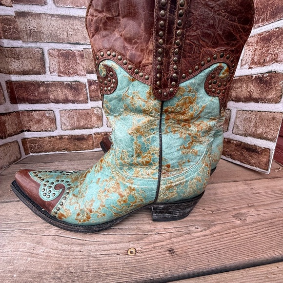 Old Gringo Turquoise and Brown Heeled Boots - Picture 2 of 7